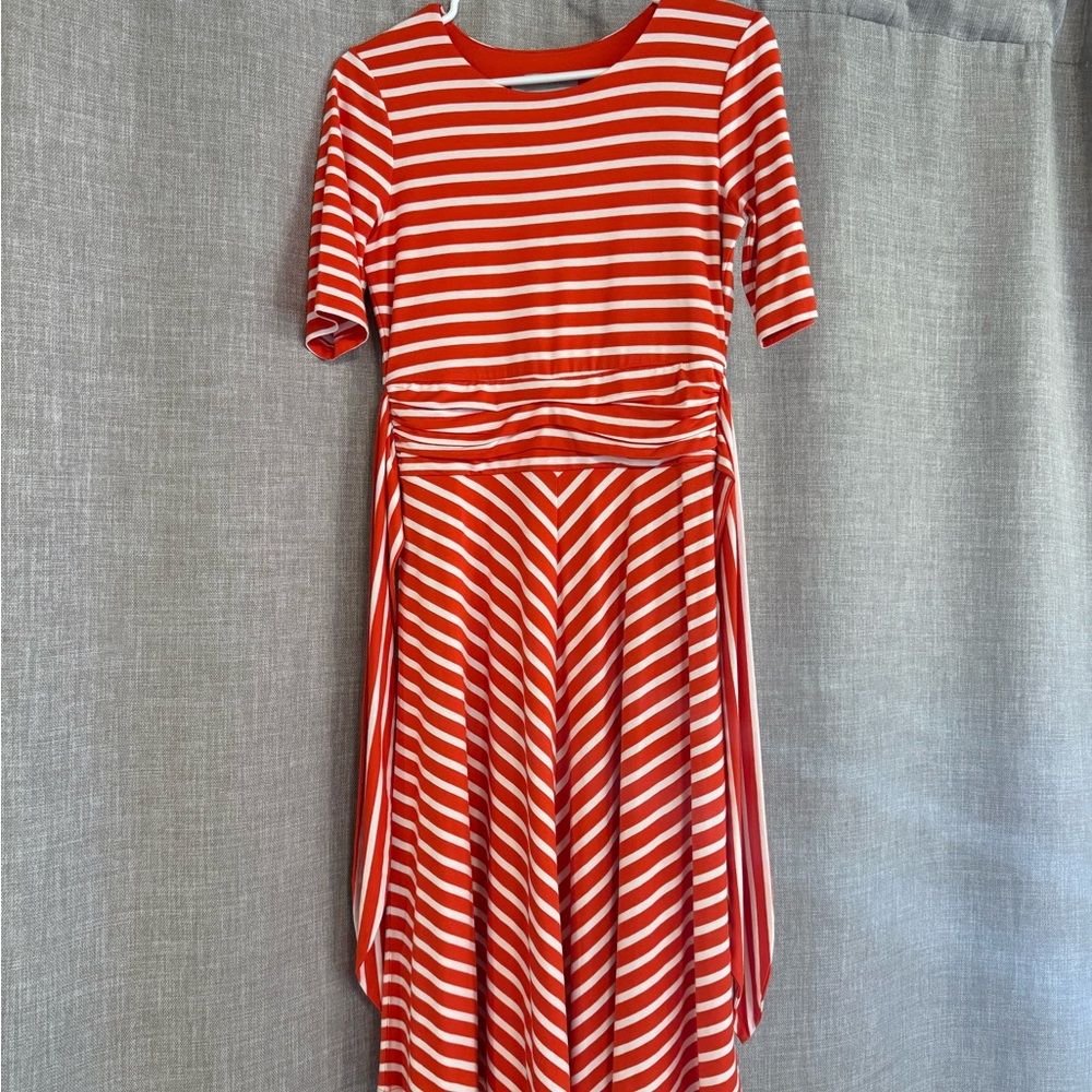 Hobbs London Orange and White Striped Dress
